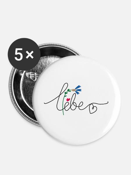 Blume Herz - Buttons groß 56 mm (5er Pack) - Weiß