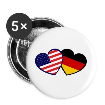 Double Nations Heart USA-Germany - Buttons large 2.2''/56 mm (5-pack) - white - Front