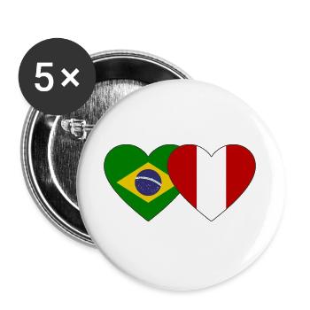 Brazil Peru Flag Hands Heart Shape Used - Buttons large 2.2''/56 mm (5-pack) - white - Front