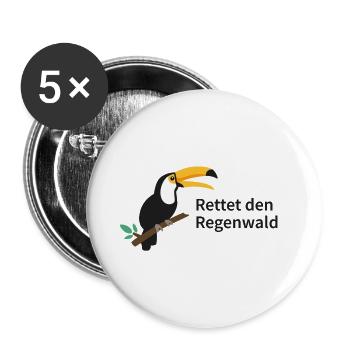 Rettet den Regenwald  - Buttons groß 56 mm (5er Pack) - Weiß - Vorne