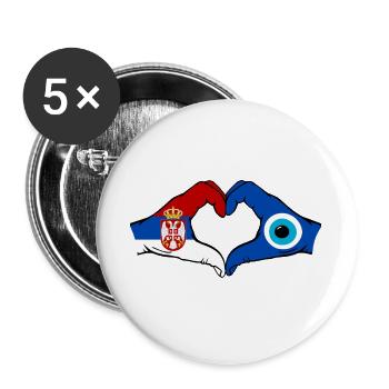 Serbia Nazar Flag Hands Heart Shape - Buttons large 2.2''/56 mm (5-pack) - white - Front