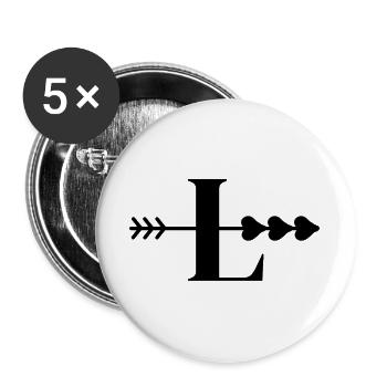 Letter I, Pfeilherz - Buttons groß 56 mm (5er Pack) - Weiß - Vorne