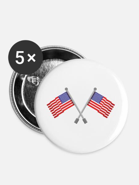 Flagge der Vereinigten Staaten - Buttons groß 56 mm (5er Pack) - Weiß