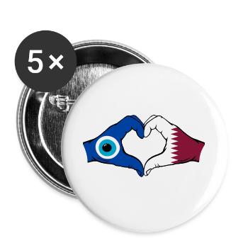 Katar Nazar Flagge Hände Herzform - Buttons groß 56 mm (5er Pack) - Weiß - Vorne