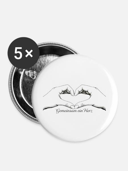 Gemeinsam ein Herz - Buttons groß 56 mm (5er Pack) - Weiß