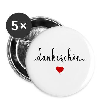 Danke Dankeschön Herz - Buttons groß 56 mm (5er Pack) - Weiß - Vorne
