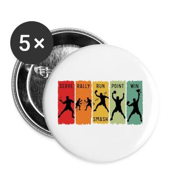 Retro Table Tennis Steps Serve Rally Smash Sieg - Buttons groß 56 mm (5er Pack) - Weiß - Vorne