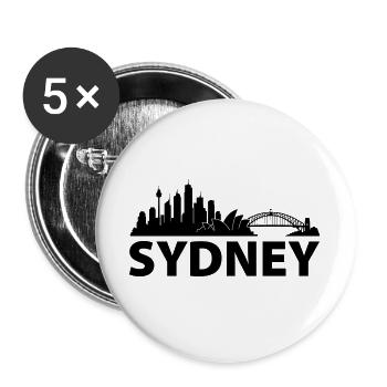 Sydney Skyline - Buttons groß 56 mm (5er Pack) - Weiß - Vorne