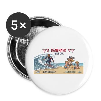 Dänemark: Nordsee oder Ostsee - Buttons groß 56 mm (5er Pack) - Weiß - Vorne