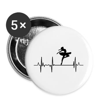 Herzschlag Ballett - Buttons groß 56 mm (5er Pack) - Weiß - Vorne