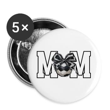 Fußball Mama Geschenk Soccer Mom Fußballmama - Buttons groß 56 mm (5er Pack) - Weiß - Vorne