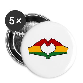 Bolivien Flagge Hände Herzform - Buttons groß 56 mm (5er Pack) - Weiß - Vorne