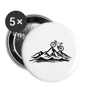 Radfahren Fahrrad Sport Radfahren Radfahrer - Buttons groß 56 mm (5er Pack) - Weiß - Vorne