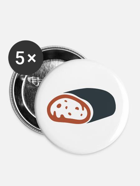 Brotlaib Scheibe Grafik - Buttons groß 56 mm (5er Pack) - Weiß