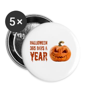 Halloween Pumpkin 365 Days a Year - Buttons groß 56 mm (5er Pack) - Weiß - Vorne
