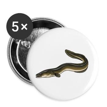 Aal Angeln - Buttons groß 56 mm (5er Pack) - Weiß - Vorne