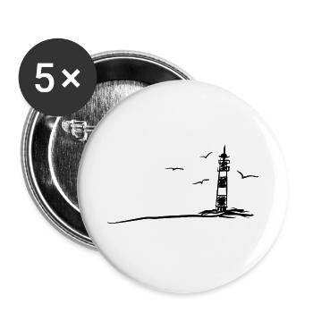 Nordsee Leuchtturm Segeln - Buttons groß 56 mm (5er Pack) - Weiß - Vorne