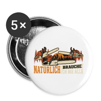 Kettensägen-Ästhetik im Wald - Buttons groß 56 mm (5er Pack) - Weiß - Vorne