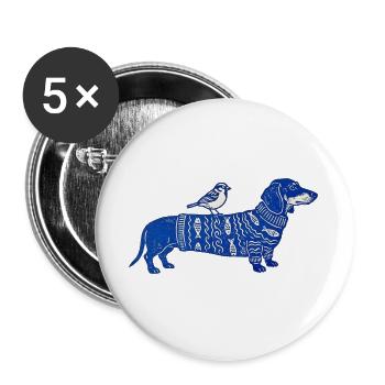 Dackel Liebe - Buttons groß 56 mm (5er Pack) - Weiß - Vorne