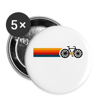 Retro-Sonnenuntergangs-Bunte Schleifen - Buttons groß 56 mm (5er Pack) - Weiß - Vorne