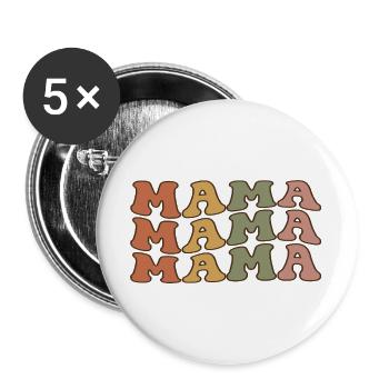 Retro Mama in warmen Tönen - Buttons groß 56 mm (5er Pack) - Weiß - Vorne