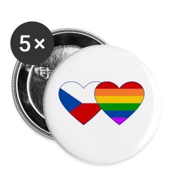 Tschechien Regenbogen Flagge Herz - Buttons groß 56 mm (5er Pack) - Weiß - Vorne