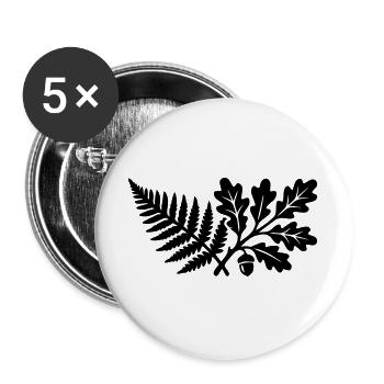 Farn Eichenlaub Wald Silhouette - Buttons groß 56 mm (5er Pack) - Weiß - Vorne