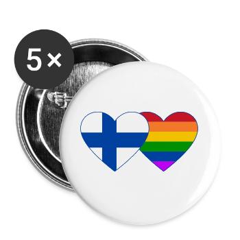 Finnland Regenbogen Flagge Herz - Buttons groß 56 mm (5er Pack) - Weiß - Vorne