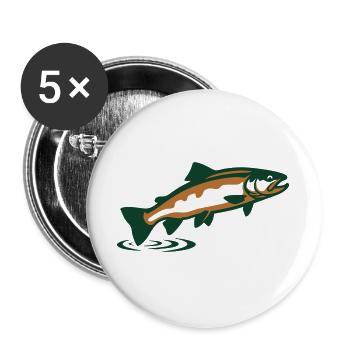 Forelle springend Grafik - Buttons groß 56 mm (5er Pack) - Weiß - Vorne
