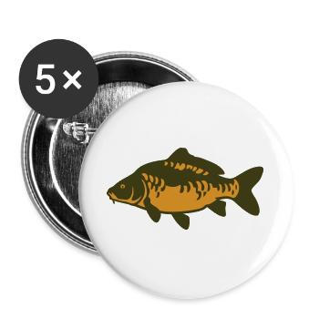 Karpfen Fisch Silhouette - Buttons groß 56 mm (5er Pack) - Weiß - Vorne
