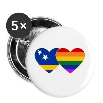 Curacao Regenbogen Flagge Herz - Buttons groß 56 mm (5er Pack) - Weiß - Vorne