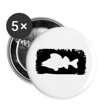 Barsch im Farbstrich - schwarz - Buttons groß 56 mm (5er Pack) - Weiß - Vorne