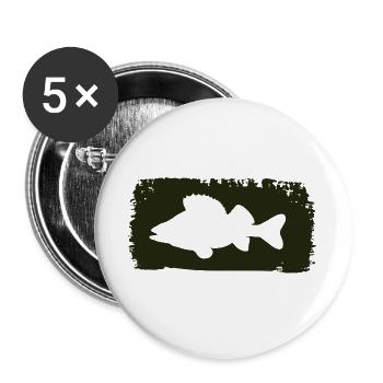 Barsch im Farbstrich - grün - Buttons groß 56 mm (5er Pack) - Weiß - Vorne