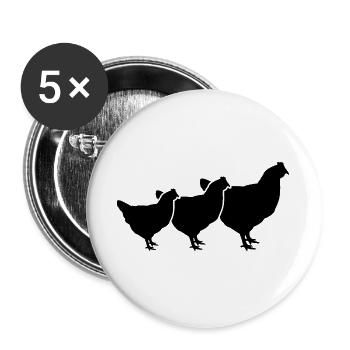Hühner Trio Silhouette - Buttons groß 56 mm (5er Pack) - Weiß - Vorne