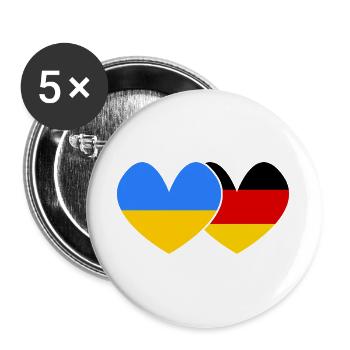 Ukraine Deutschland Freundschaft  - Buttons groß 56 mm (5er Pack) - Weiß - Vorne