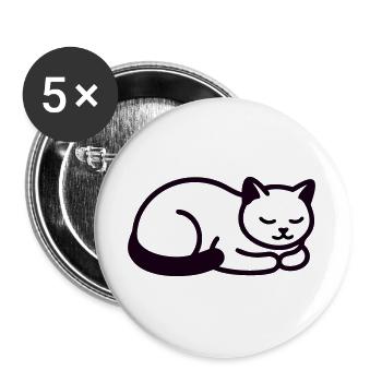 Schlafende Katze Icon - Buttons groß 56 mm (5er Pack) - Weiß - Vorne