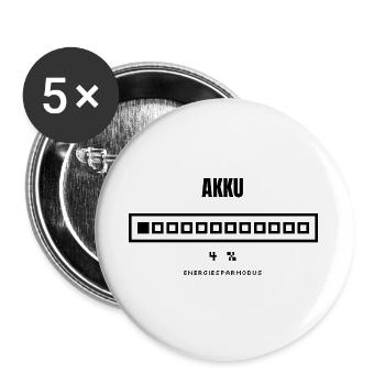 Akku 4 Prozent Ladebalken Retro Pixel - Buttons groß 56 mm (5er Pack) - Weiß - Vorne