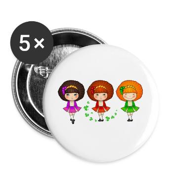 Irische Tanzmädchen - Buttons groß 56 mm (5er Pack) - Weiß - Vorne
