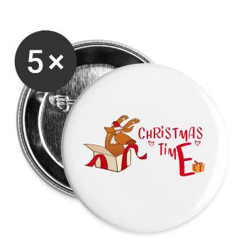 Christmas Time - Buttons groß 56 mm (5er Pack) - Weiß - Vorne