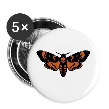 Totenkopfschwaermer Motte Logo - Buttons groß 56 mm (5er Pack) - Weiß - Vorne