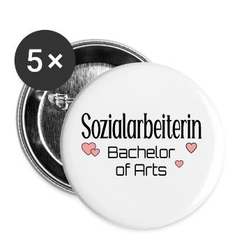 Abschluss Studium Sozialwesen Sozialarbeiterin - Buttons groß 56 mm (5er Pack) - Weiß - Vorne