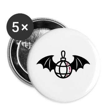 Fledermaus Discokugel Icon - Buttons groß 56 mm (5er Pack) - Weiß - Vorne