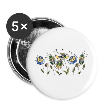 Blumen - Buttons groß 56 mm (5er Pack) - Weiß - Vorne