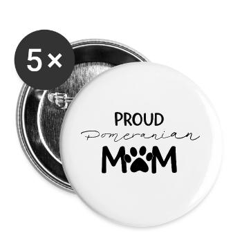 Stolze Pom Mutter, Zwergspitz - Buttons groß 56 mm (5er Pack) - Weiß - Vorne