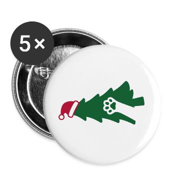 Katze Weihnachtsbaum Grafik - Buttons groß 56 mm (5er Pack) - Weiß - Vorne