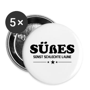 Süßes Schokolade Schlechte Laune Lustige Sprüche  - Buttons groß 56 mm (5er Pack) - Weiß - Vorne