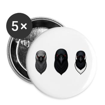 Die Dohle, die Krähe und die Elster - Buttons groß 56 mm (5er Pack) - Weiß - Vorne