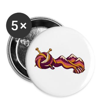 Garn wird zum Bergschal - Buttons groß 56 mm (5er Pack) - Weiß - Vorne