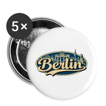 Berlin Vintage Stadtmotiv - Buttons groß 56 mm (5er Pack) - Weiß - Vorne