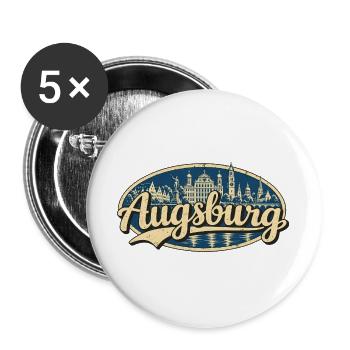 Augsburg Vintage Stadtmotiv - Buttons groß 56 mm (5er Pack) - Weiß - Vorne